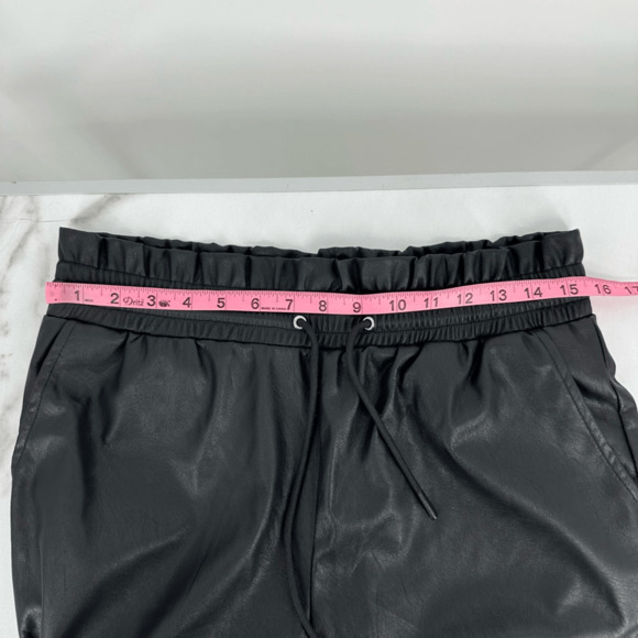 n:Philanthropy Faux Leather Morena Pants Black Paper Bag Elastic Waist Relaxed - Picture 6 of 10